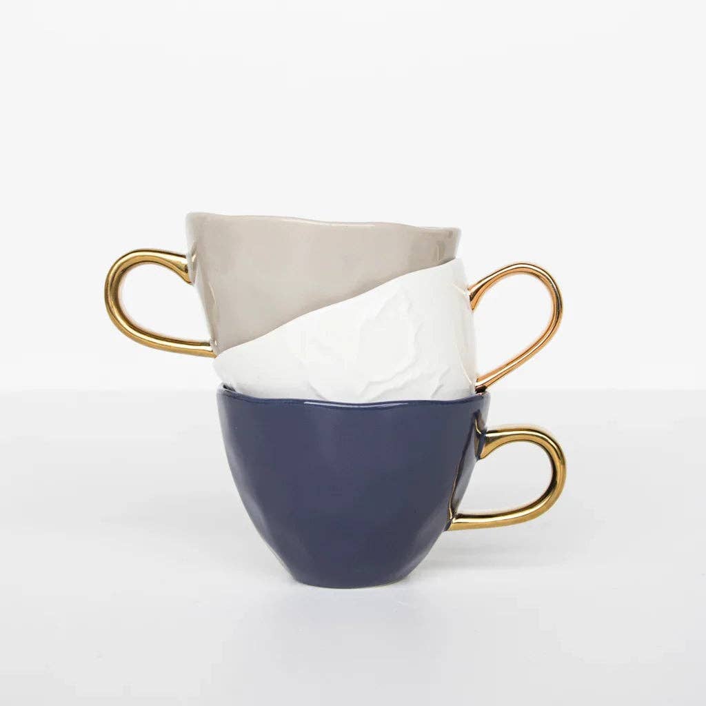 Gold Handled Coffee Cup in White