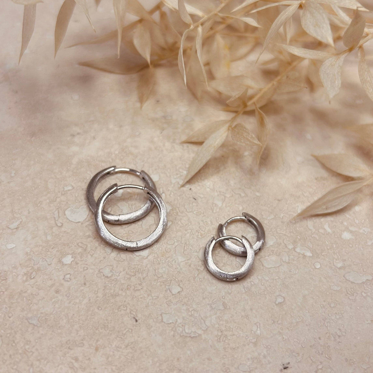 Minimal Brushed Sterling Silver Hoop Earrings