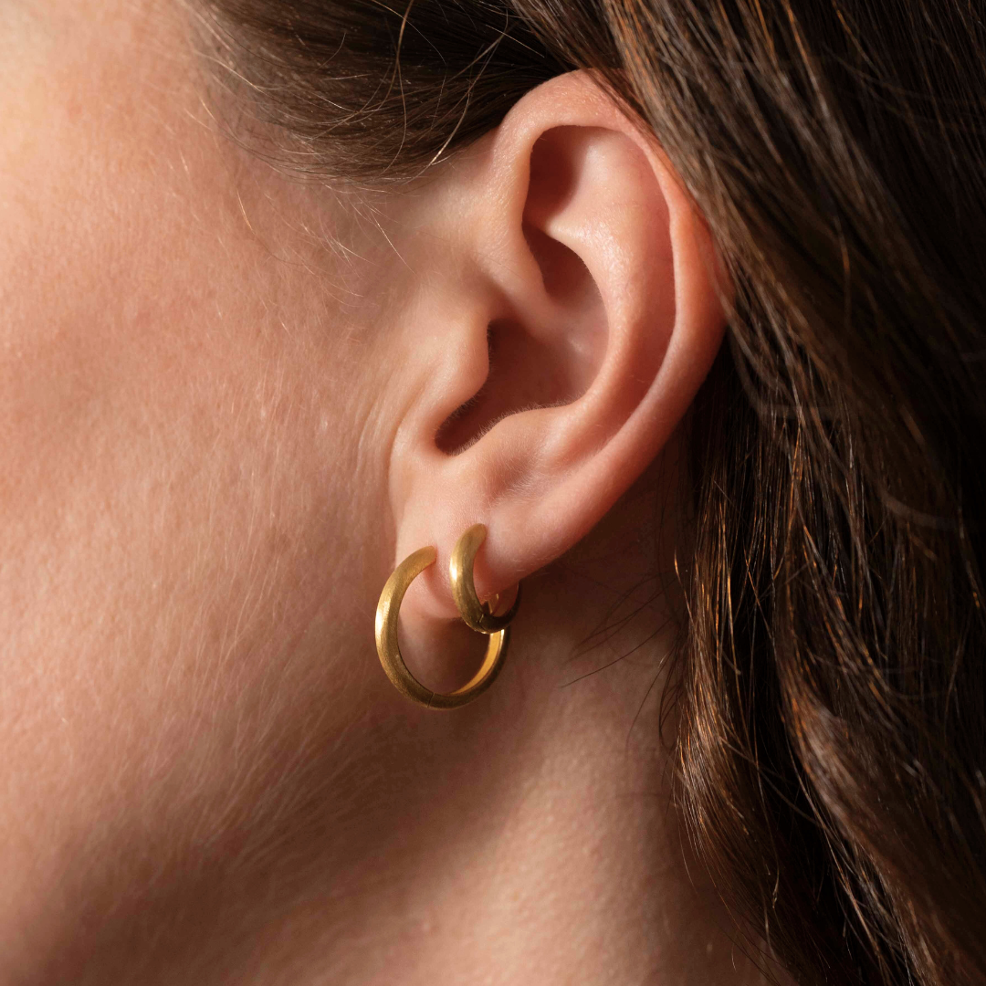 Minimal Brushed Gold Hoop Earrings
