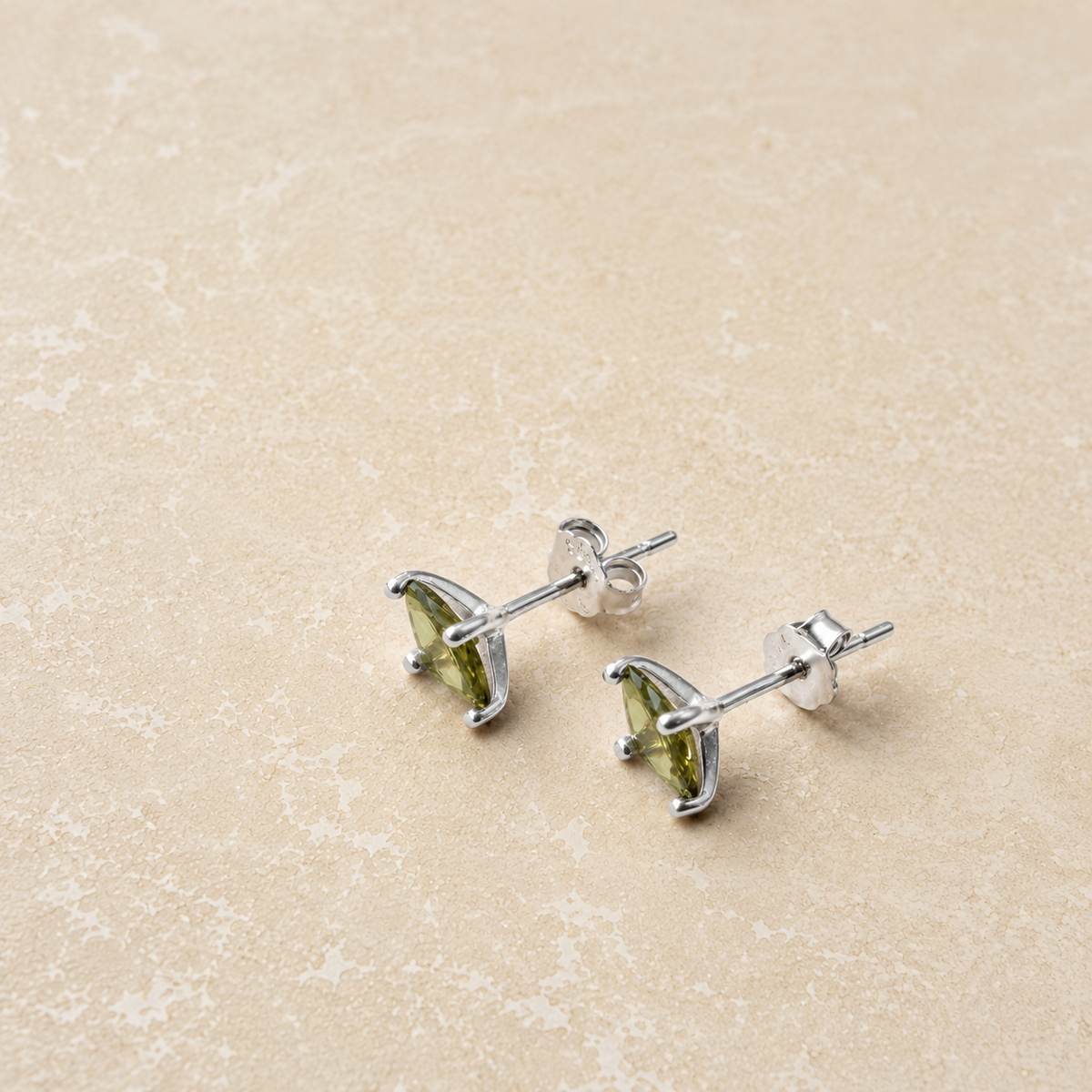 Silver Olive Marquise Studs