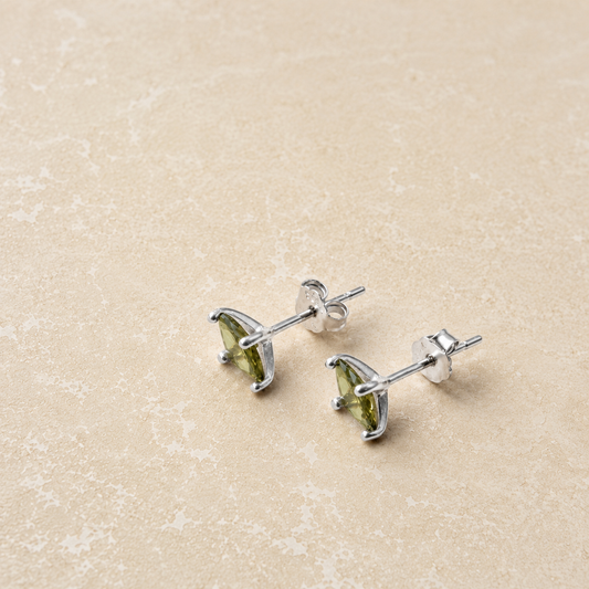 Silver Olive Marquise Studs