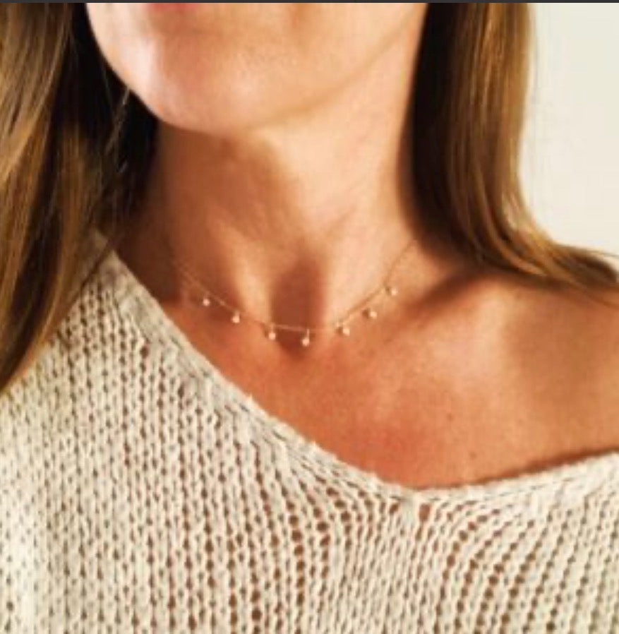 Gemstone Dangle Choker Necklace