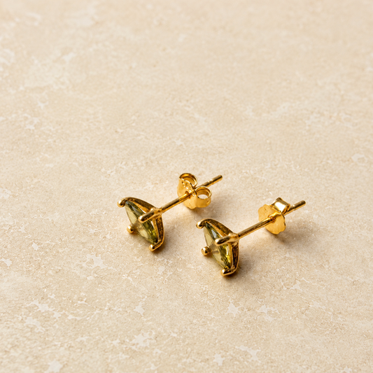Gold Olive Marquise Studs