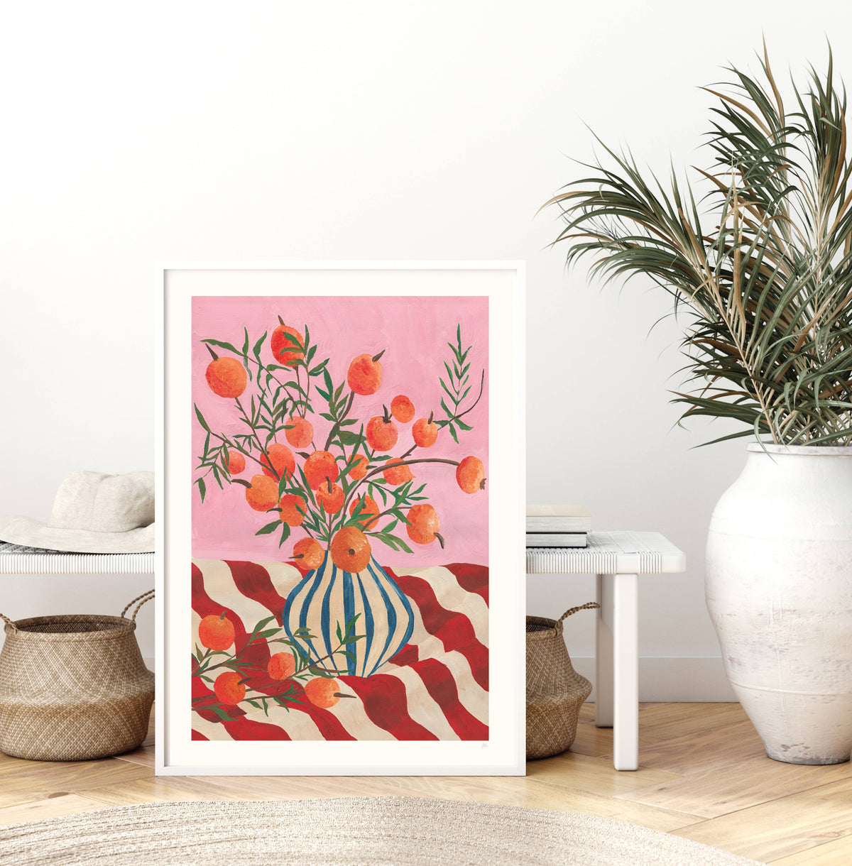 Vase of Clementines Still Life Art Print