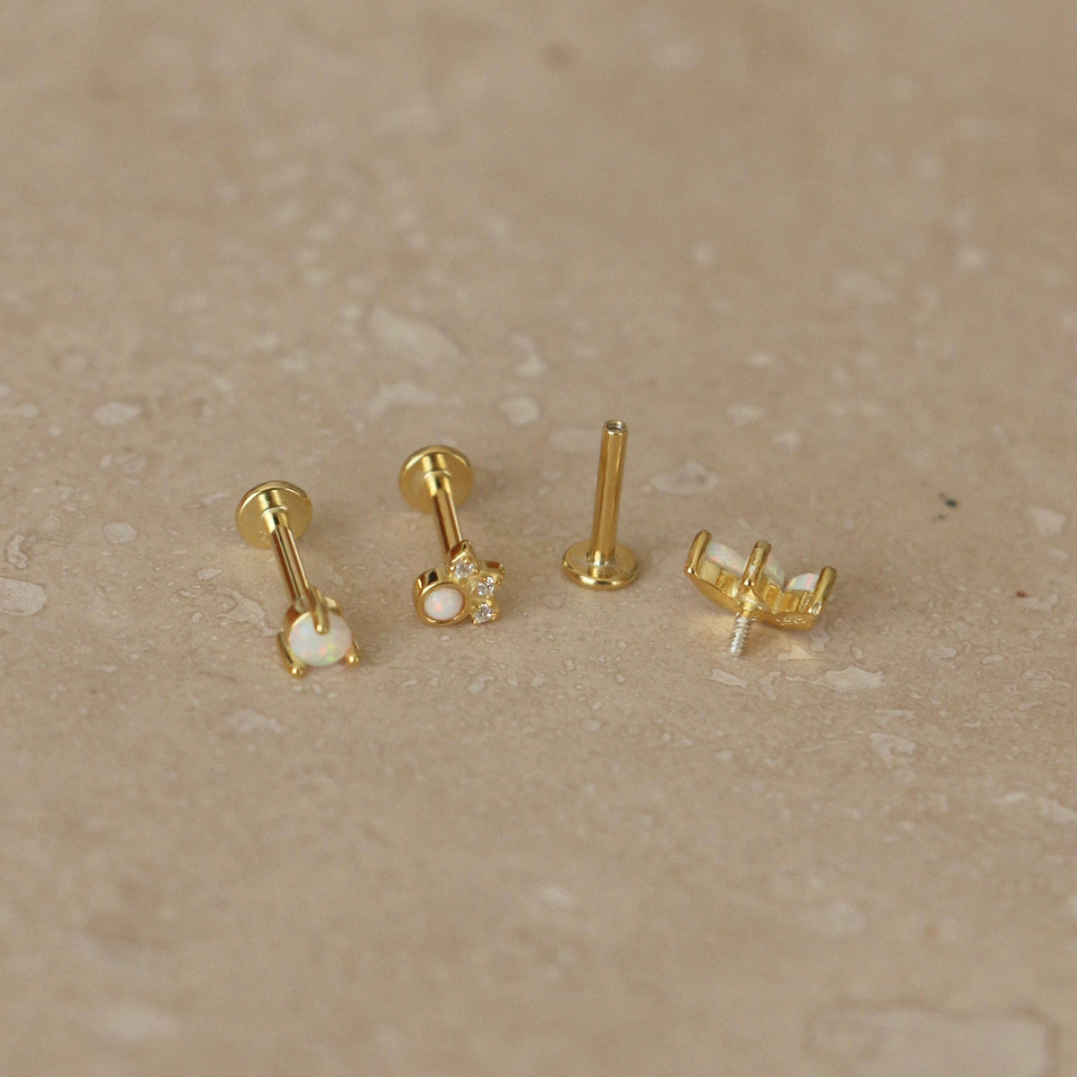 Gold Opal Labret Single Stud