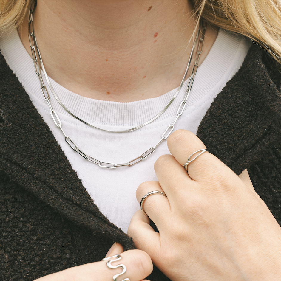 Silver Slim Snake Chain Necklace