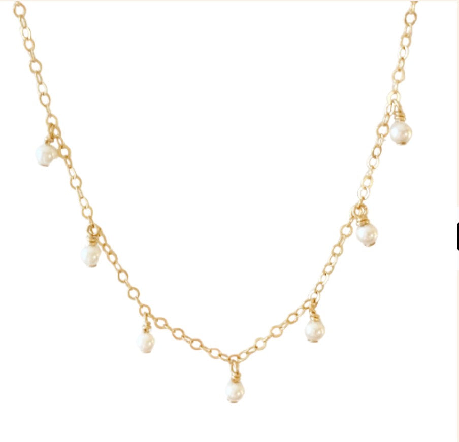 Gemstone Dangle Choker Necklace