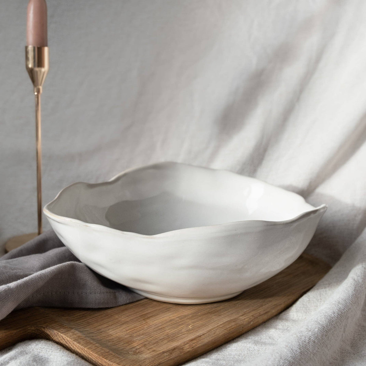 Eden White Ceramic Serving Bowl