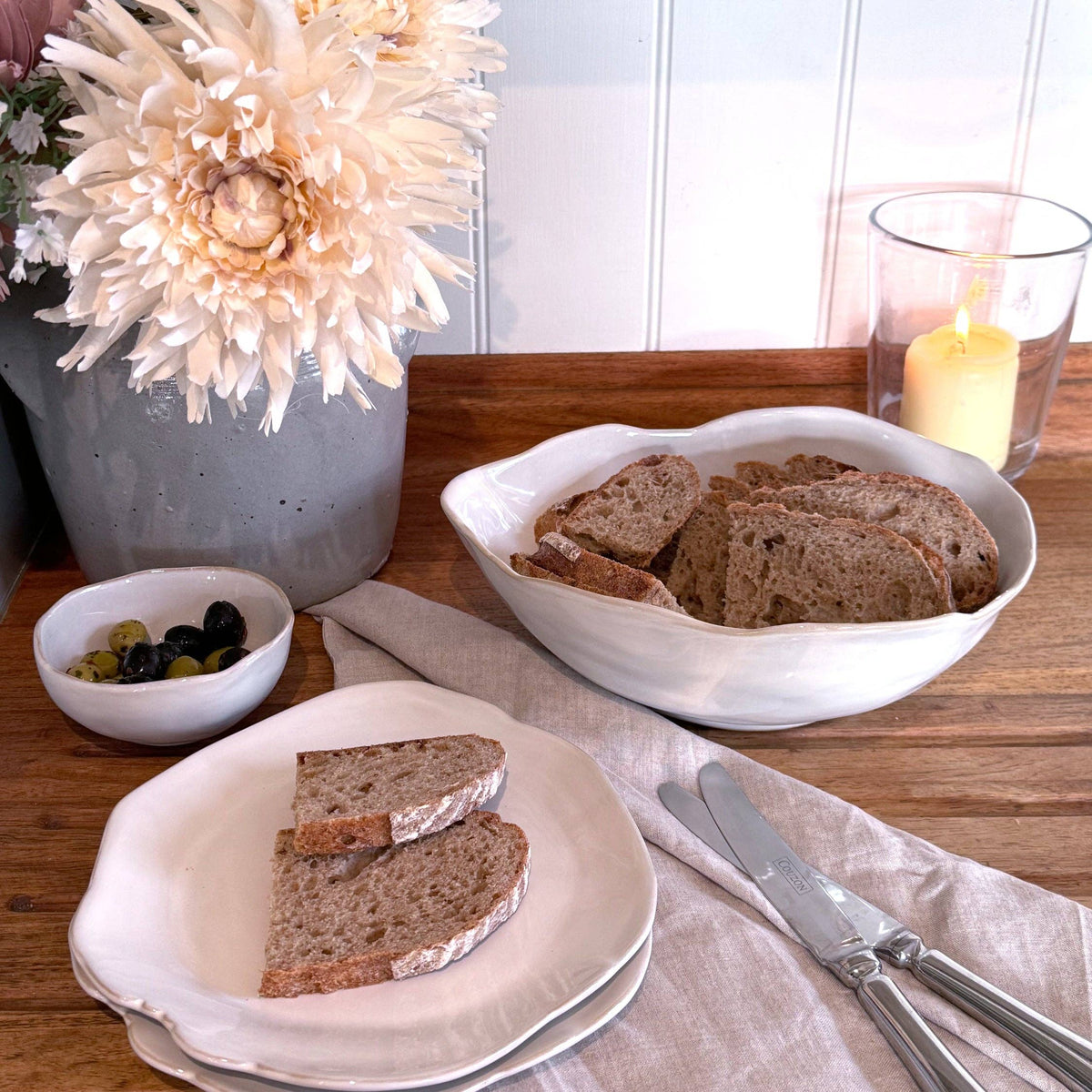 Eden White Ceramic Serving Bowl