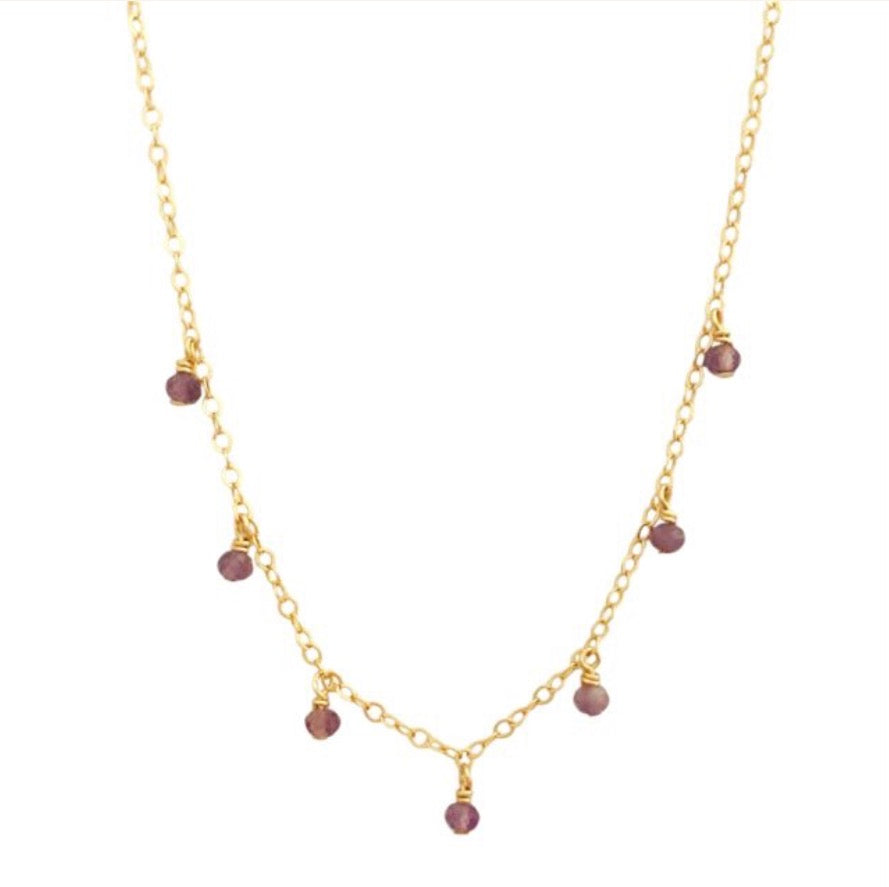 Gemstone Dangle Choker Necklace