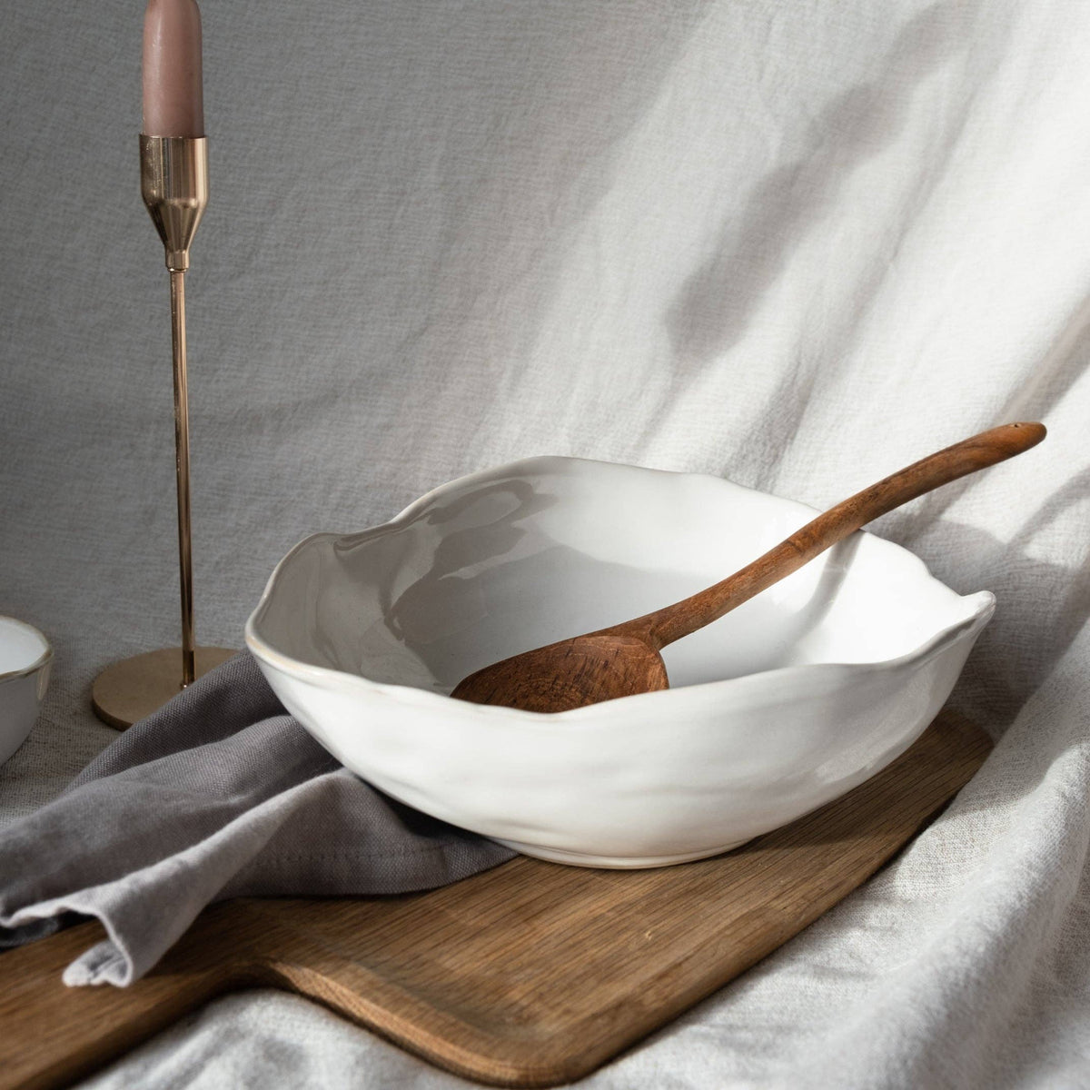 Eden White Ceramic Serving Bowl