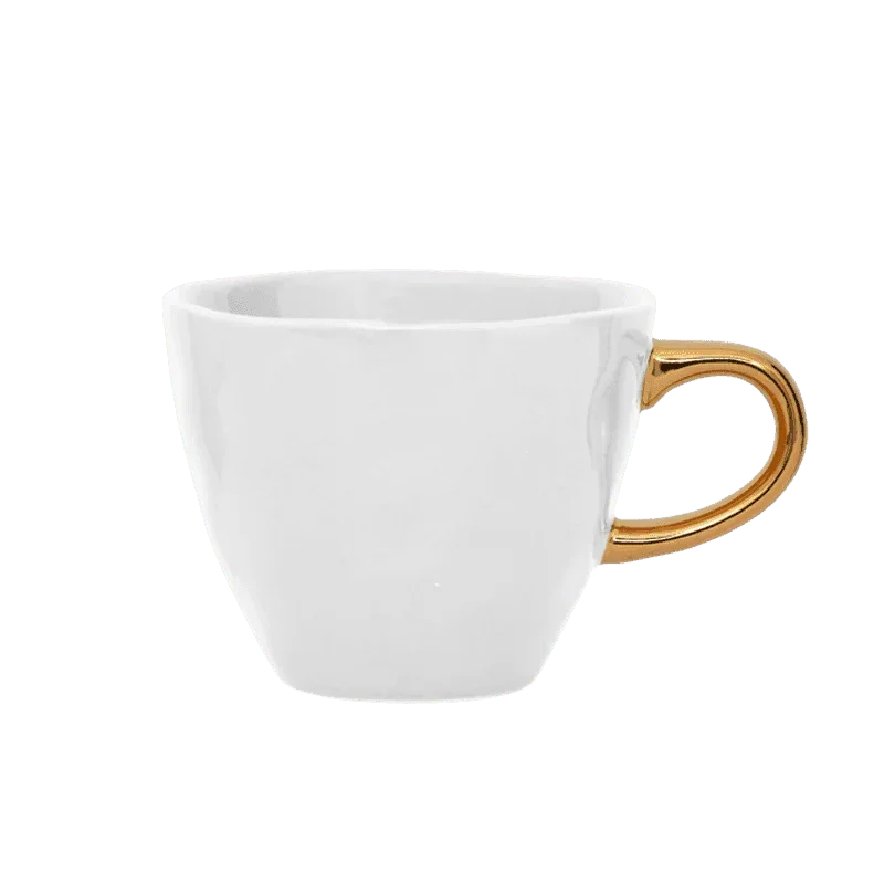 Gold Handled Coffee Cup in White