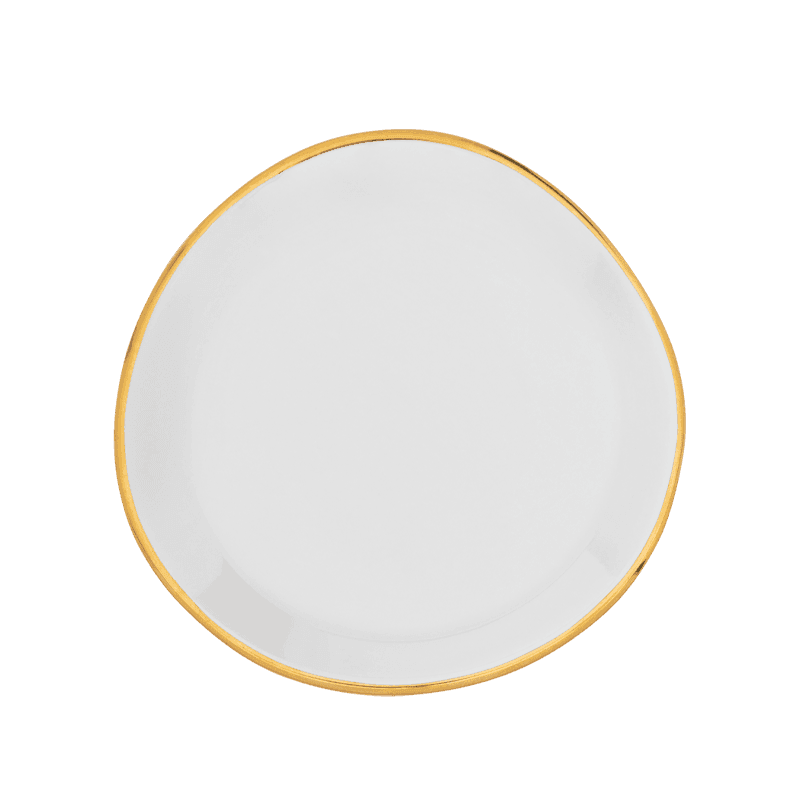 Small Gold Finished Plate in White