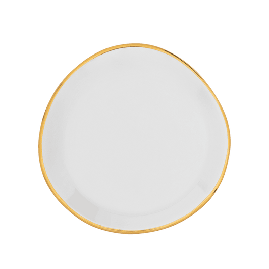 Small Gold Finished Plate in White