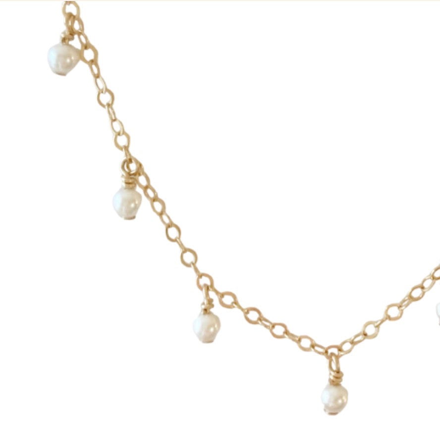 Gemstone Dangle Choker Necklace