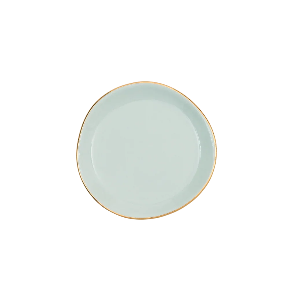 Small Gold Finished Plate in Celadon Green
