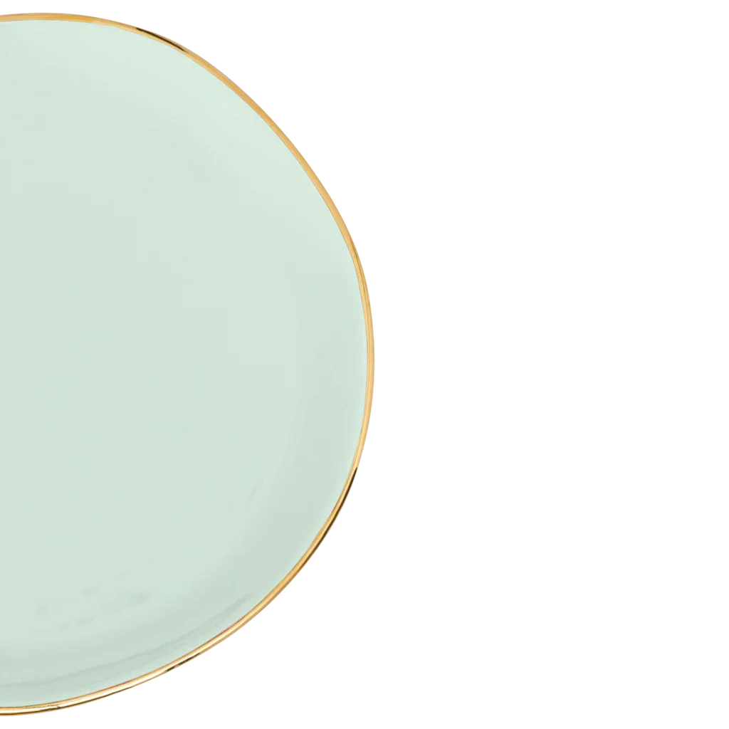 Small Gold Finished Plate in Celadon Green