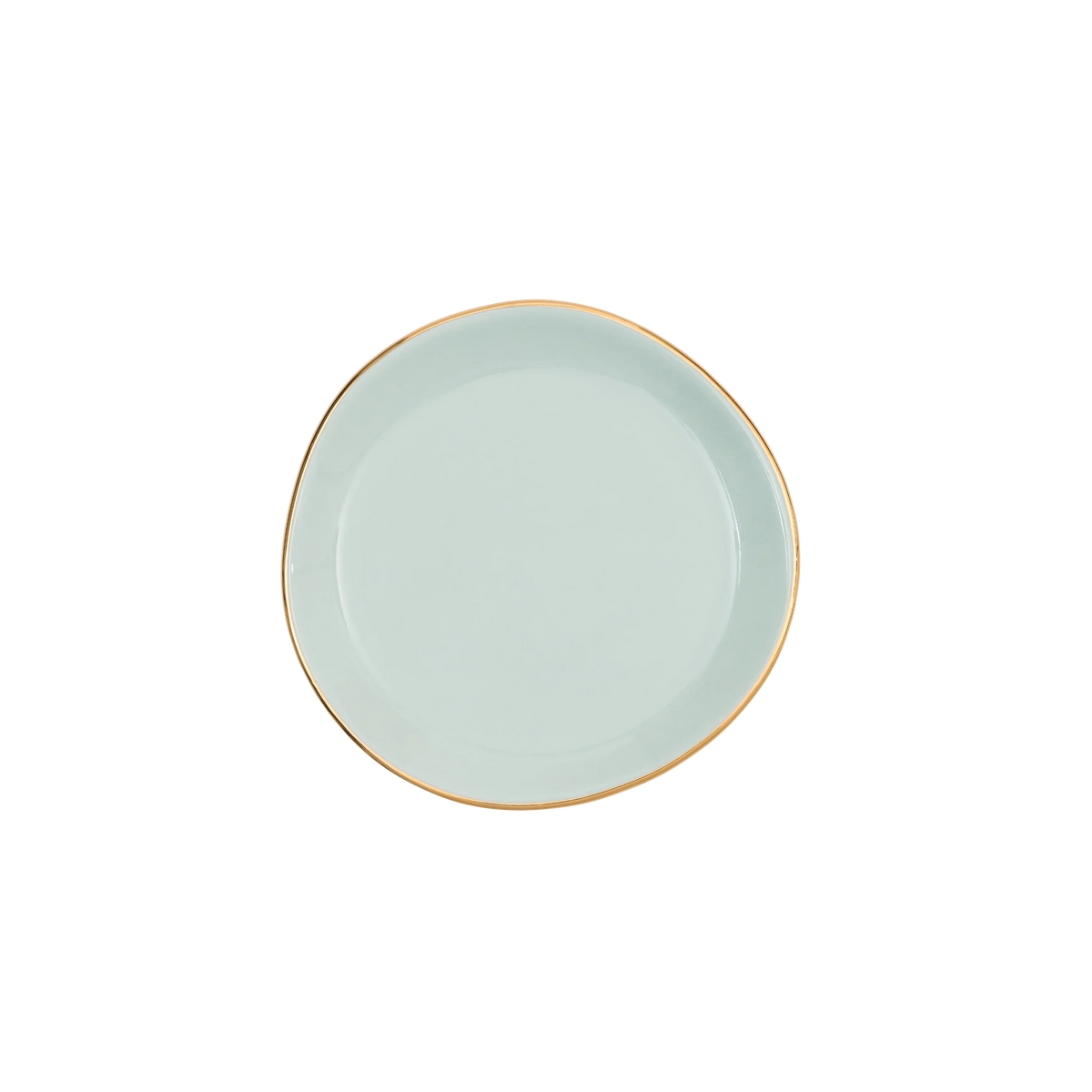 Small Gold Finished Plate in Celadon Green