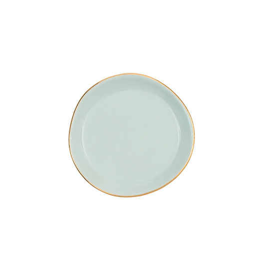 Small Gold Finished Plate in Celadon Green
