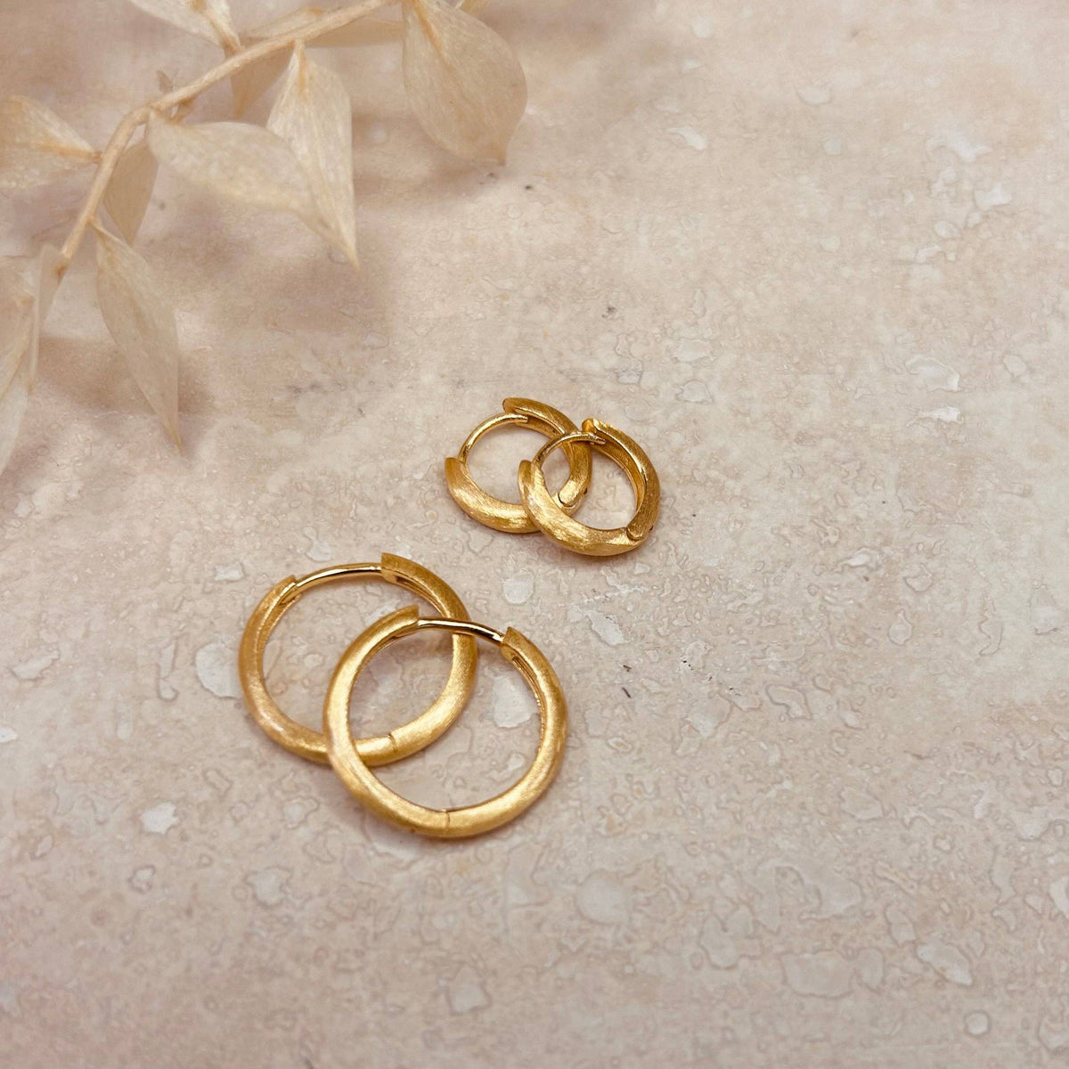 Minimal Brushed Gold Hoop Earrings