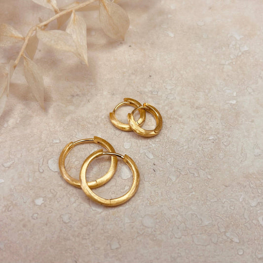 Minimal Brushed Gold Hoop Earrings