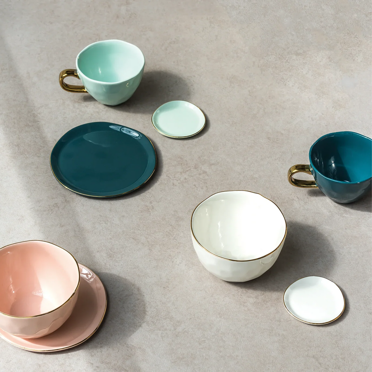 Small Gold Finished Plate in Celadon Green