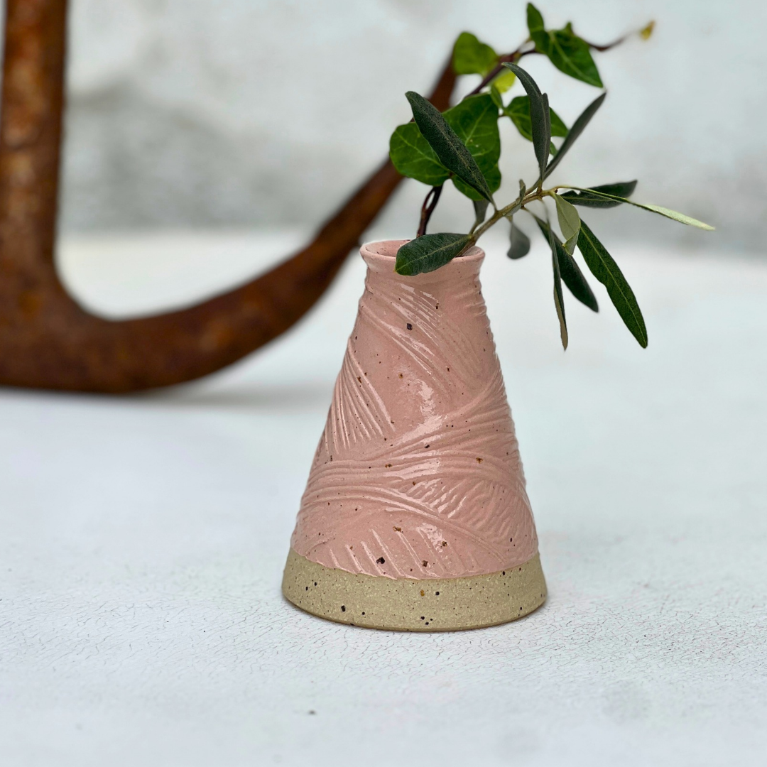 Handmade Pink Ceramic Stem Vase