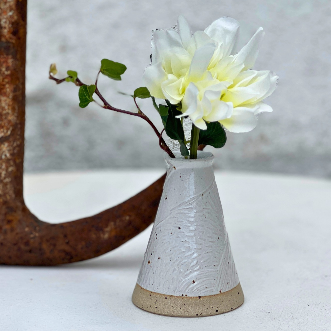 Handmade White Ceramic Stem Vase