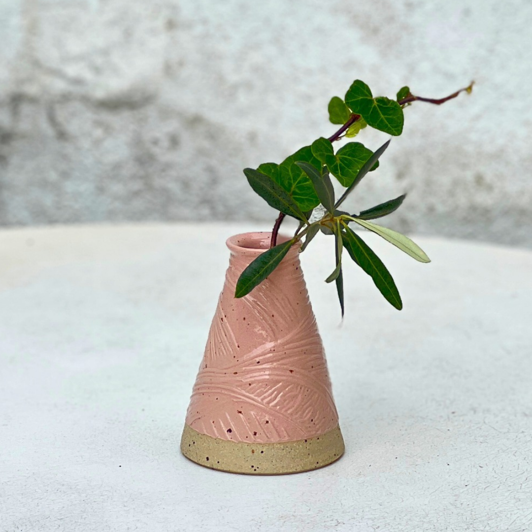 Handmade Pink Ceramic Stem Vase