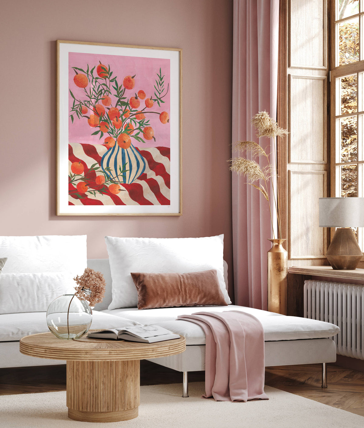Vase of Clementines Still Life Art Print
