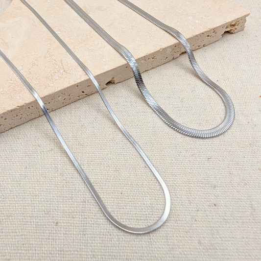 Silver Slim Snake Chain Necklace