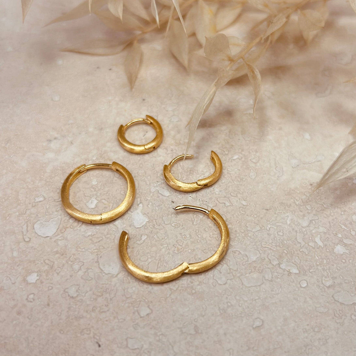 Minimal Brushed Gold Hoop Earrings