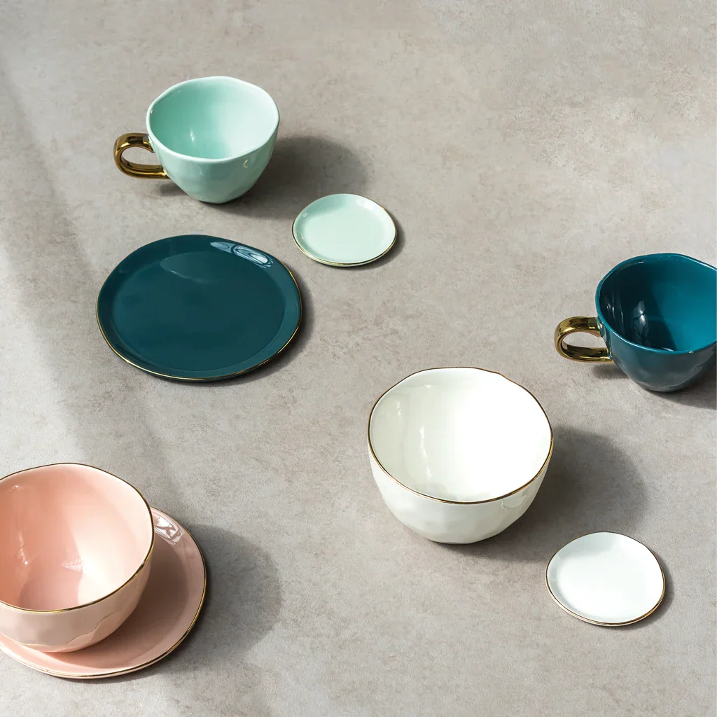 Small Gold Finished Plate in Celadon Green