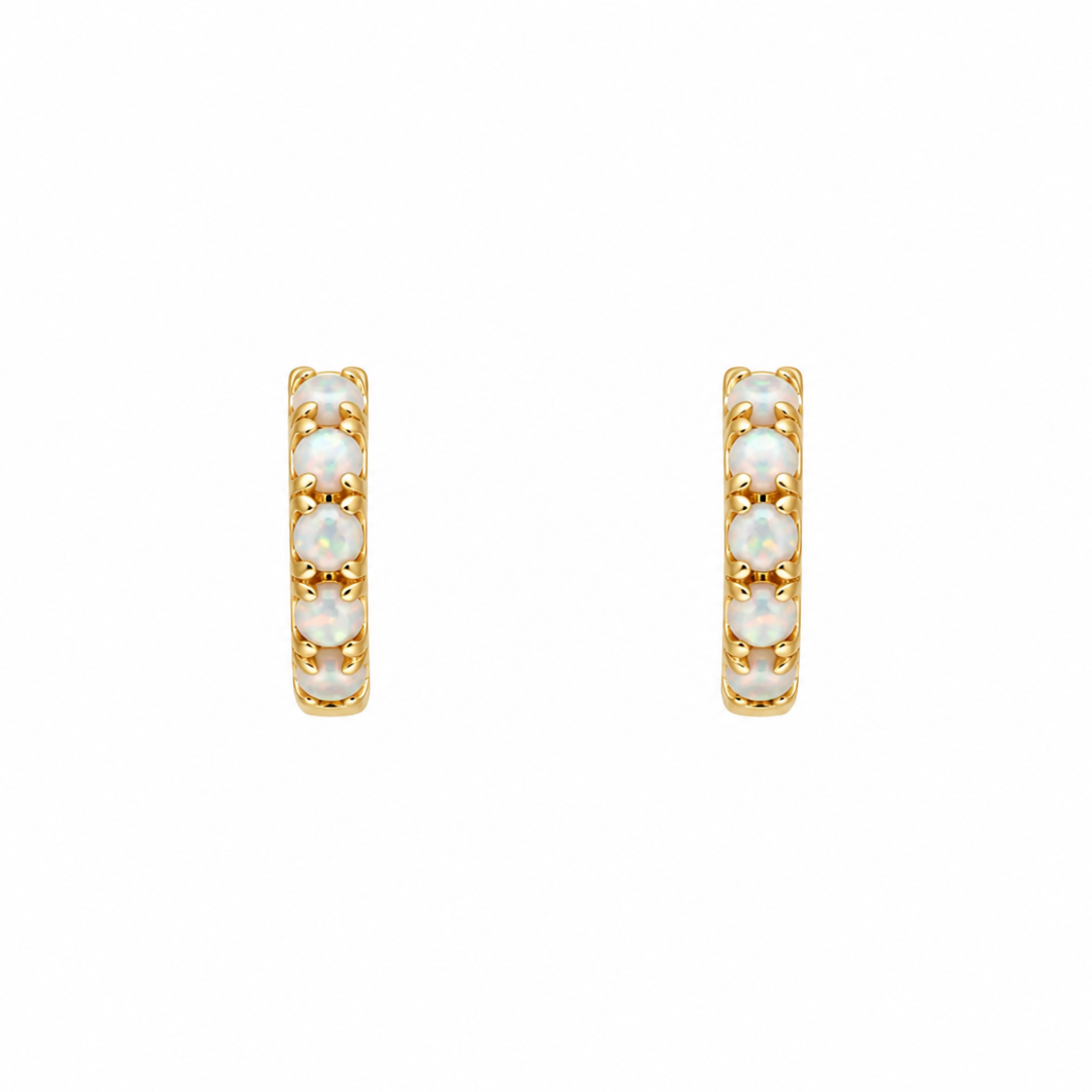 Gold Opal Huggie Hoops
