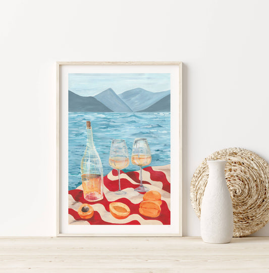 Wine by the Sea Art Print