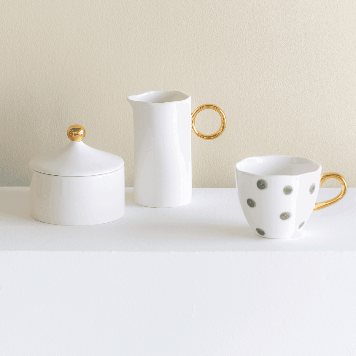 Gold Dot Sugar Pot