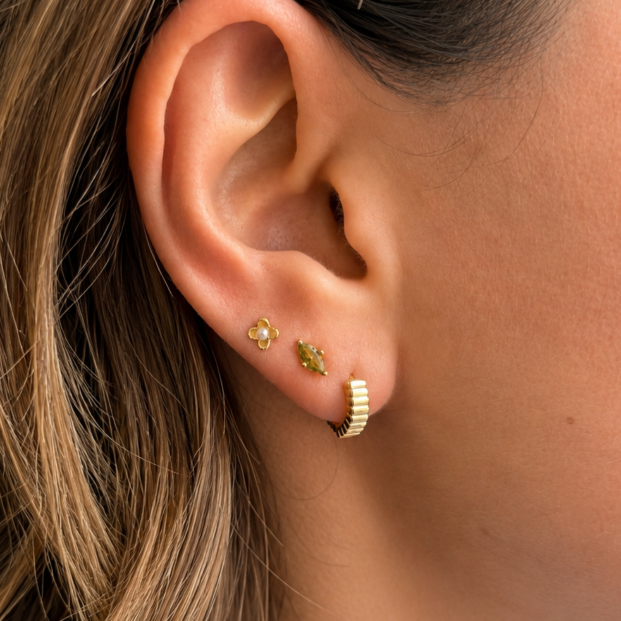 Gold Olive Marquise Studs