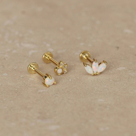 Gold Opal Labret Single Stud